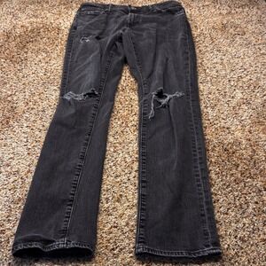 Abercrombie & Fitch Rustin Athletic Slim Distressed Black Jeans 32x34 BLACK
